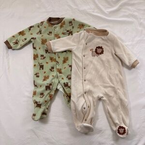2pc Baby Boy Fleece Footie Pajama Bundle - 6M